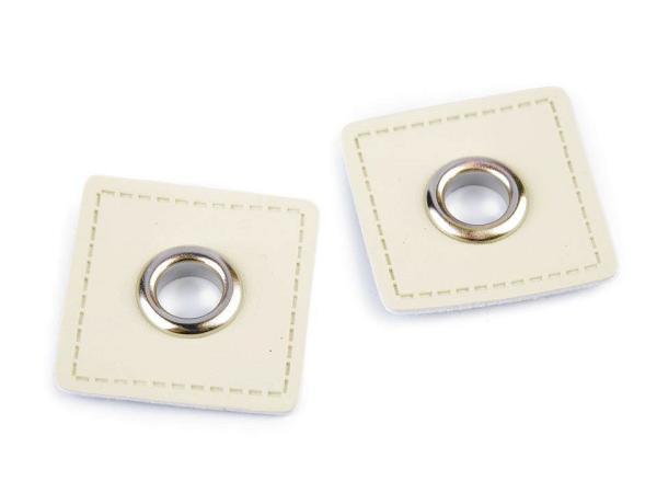 Ösen-Patches  Breite 30 mm ,Höhe 30 mm , Ø 8 mm, Cremegold glänzend